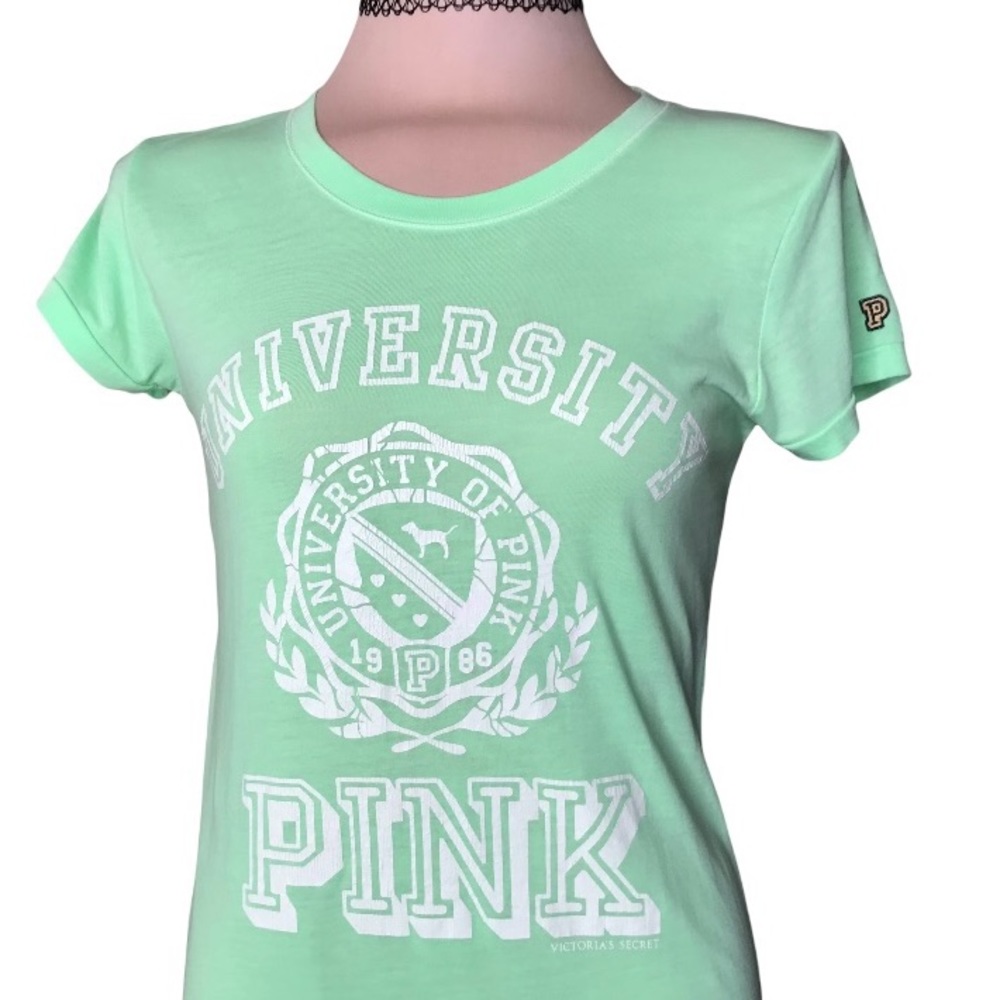 PINK University of Pink short sleeve t green L